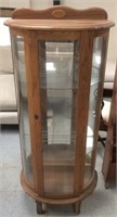 Lighted Curved Glass Curio Cabinet