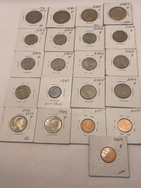 21 Assorted Coins from Half Dollars to Pennies