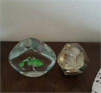 (2) Paperweights- Fish & Shell