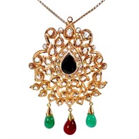 Custom KDM 22k Gold Pendant Emerald Ruby Onyx