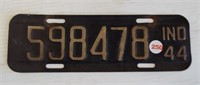 1944 Indiana license plate #598478.