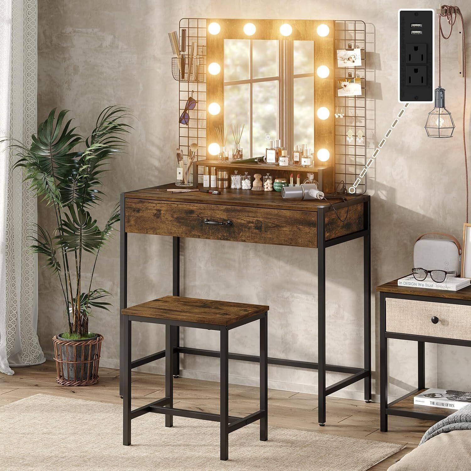 Furniouse 33 W Vanity Desk  Mirror & Lights