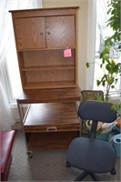 Office chair, rolling cart, cabinet