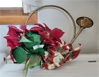 Christmas Brass Horn, 15", 1960s, Christmas Decor,