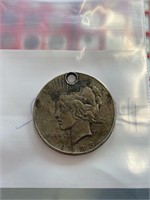 ANTIQUE 1923 SILVER PEACE DOLLAR W/ HOLE