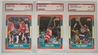 86-87 Fleer lot of 3, graded PSA NM-MT 8. (Lot #9)