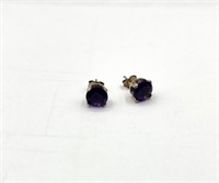 Sterling Silver Natural Amethysts Round Shape