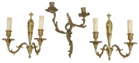 (3) FRENCH GILT BRONZE WALL SCONCES