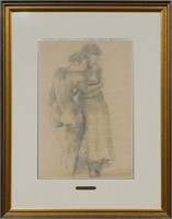 Raphael Soyer Charcoal Nude with Friend