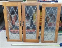 2- 13x33 Leaded Glass Cabinet Doors