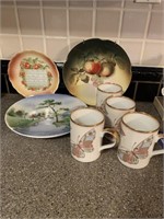 Vintage plates and set of four Fitz and Floyd