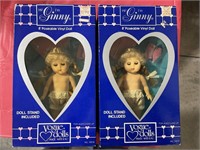 2 vintage Ginny dolls poseable w/stands