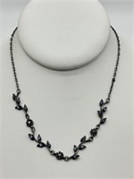 Lady Remington Dainty Blue Crystal Floral Necklace