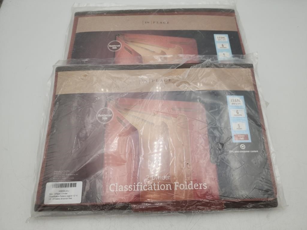 NEW 2 5pk InPlace 2-Divider Classification Folders