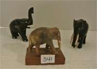 3 Carved Elephants