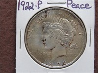 1922 P PEACE SILVER DOLLAR 90%