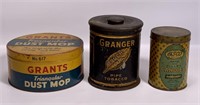 Store tins: Grants Dust Mop #617, 7.25" dia., 3.5"