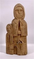 Wood carving, "Goose" lady & child, 5" wide,