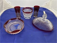 5 Pcs Cranberry Glassware