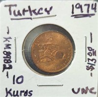 Uncirculated 1974 Turkish coin