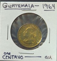 1964 AU Guatemala coin