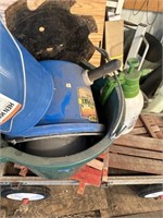 calf bucket, bucket, hand sprayer,