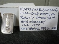 COCA-COLA HUNTSVILLE ALABAMA SILVER INGOT