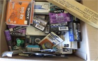 Box Of Camcorder Tapes And Miscellaneous Items