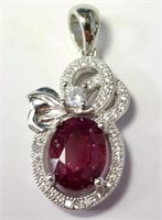 $300 Silver Ruby(2.5ct) CZ Pendant