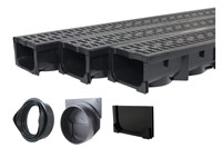 Drainage Trench - Channel Drain with Grate - Black