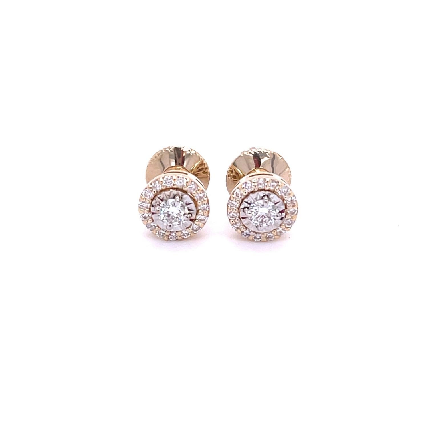 14K YELLOW GOLD 0.72CT DIAMOND FRAMED STUD EARRING