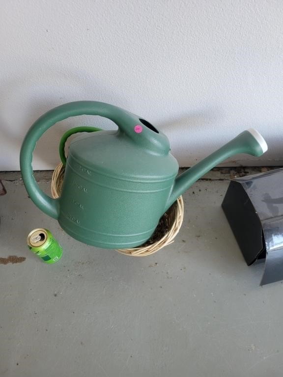 Basket w/ 2 Plastic Watering Cans