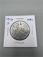 1916-D Walking Liberty Silver Half Dollar