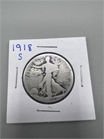 1918-S Walking Liberty Silver Half Dollar