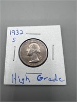 1932-S High Grade Washington Silver Quarter