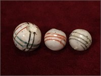 3 Antique Hand Made - Hand Painted China Marbles