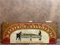 Vintage Pool Parlour Wood Sign 28" x 11.5"