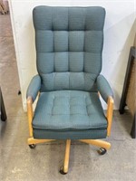 Upholstered Office Chair with Oak Arms & Base
