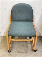 Upholstered Sewing/Typing Chair with Oak Frame