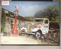Canvas Painting / Texaco Gas Pump & Old Truck
