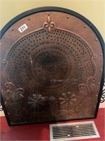Antique Copper, Brass and Metal Fire Screen