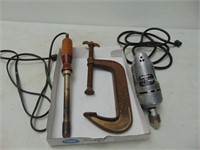 Tool Lot, Clamps, Drill, Soldering Iron
