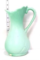 Vintage light green 10in pottery pitcher, see pics