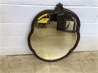 Vtg. Shaped Mahogany Hanging Mirror
