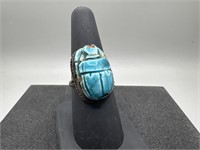 Navajo Sterling Silver Carved Stone Ring, Size 7.5