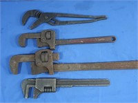 4 Large Pipe Wrenches