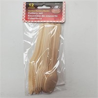 Bamboo Cutlery Set 12pk x 12