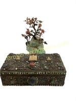 Tibetan Inlaid Box, Jade Tree