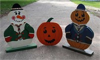 3 Large Holiday Decorations (2 reversible)