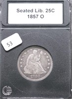 1857 O SEATED QUARTER F